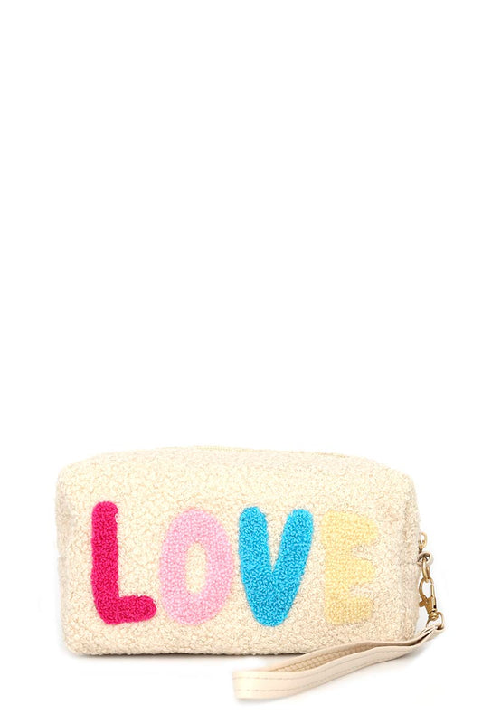 Faux Fur Love Pouch W/wristlet Smile Sparker