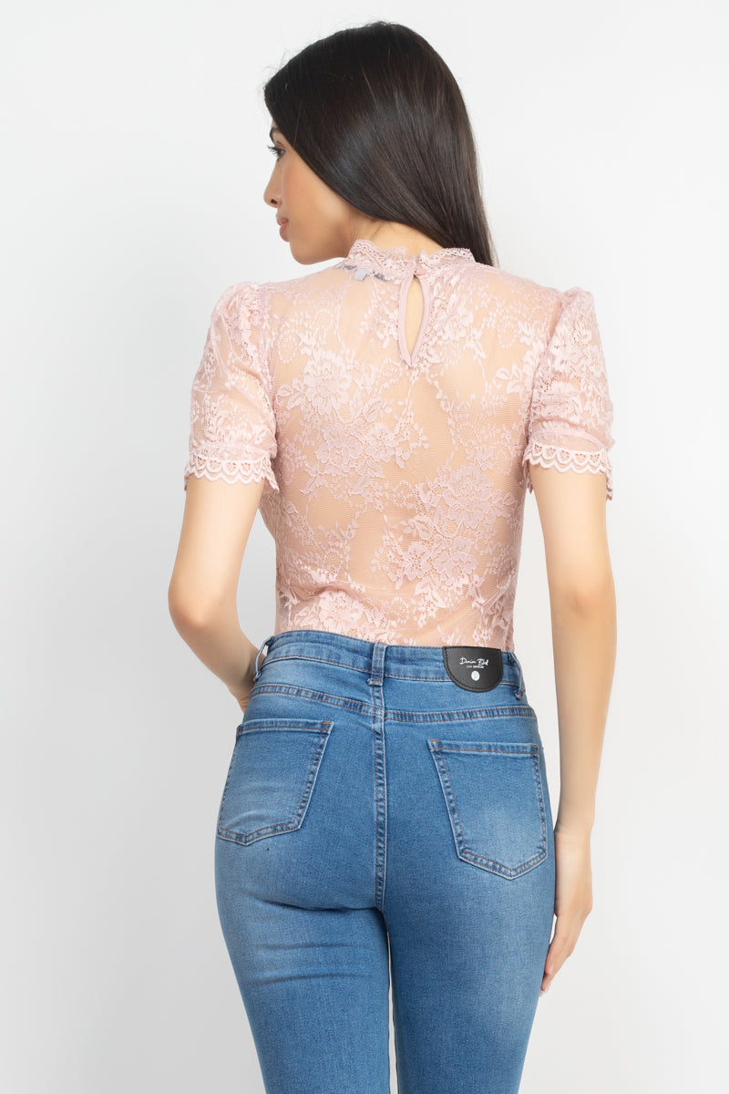 Floral Lace Corset Keyhole Bodysuit Smile Sparker