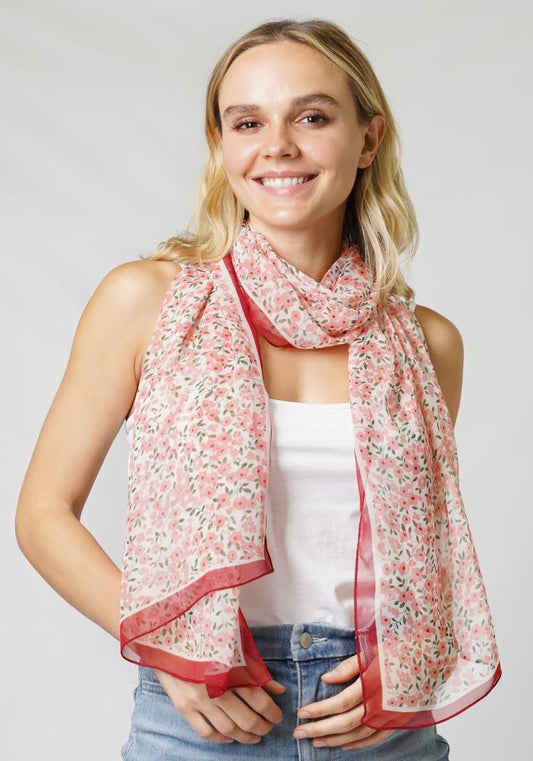 Flower Print Chiffon Scarf Smile Sparker