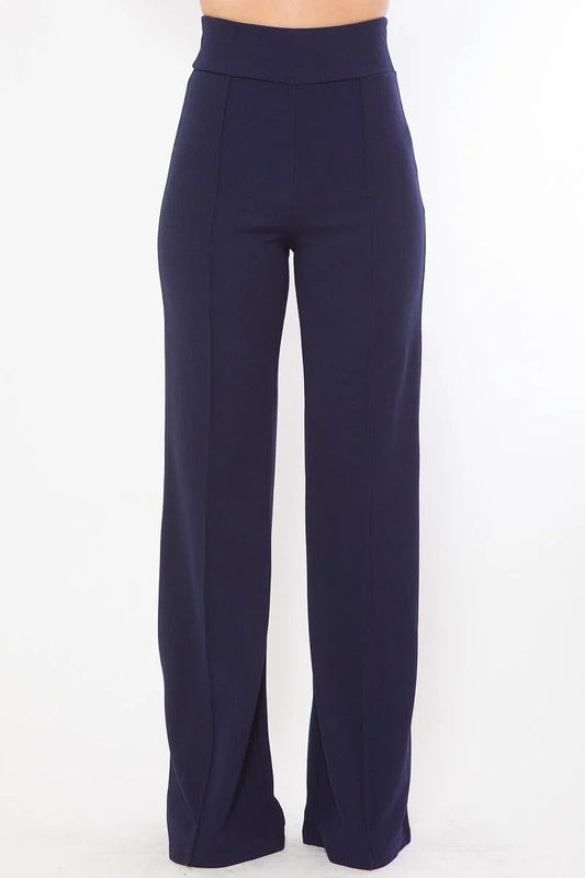 Front-line Flared Leg Design Solid Pants Smile Sparker