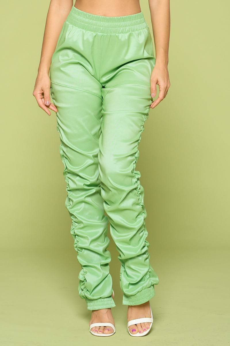 Leather Pu Ruched Pants Smile Sparker