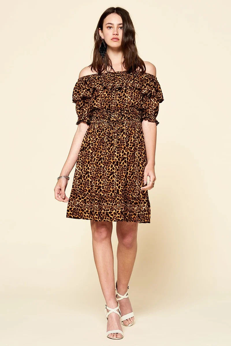 Leopard Printed Woven Dress Smile Sparker