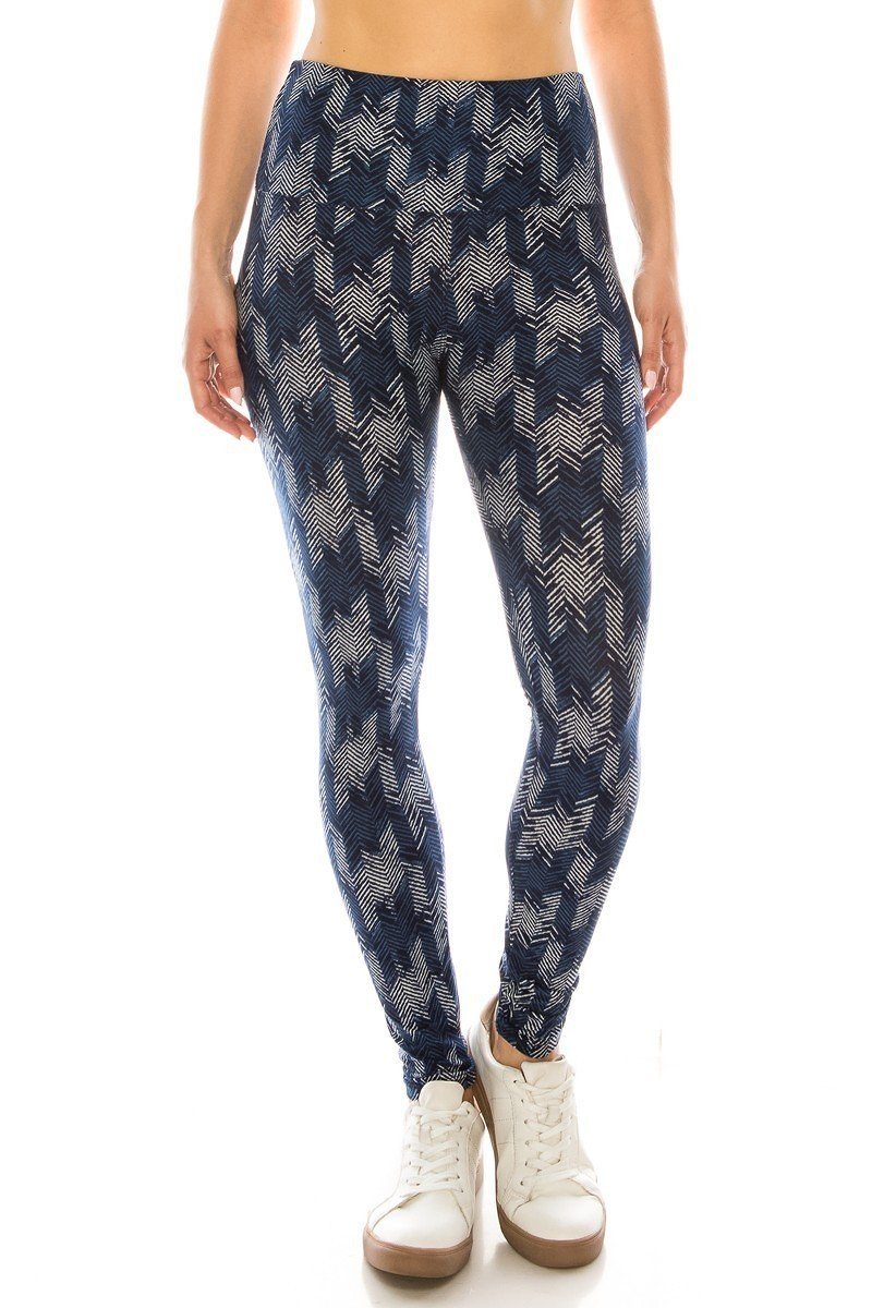 Long Yoga Style Banded Lined Multi Printed Knit Legging With High Waist Smile Sparker