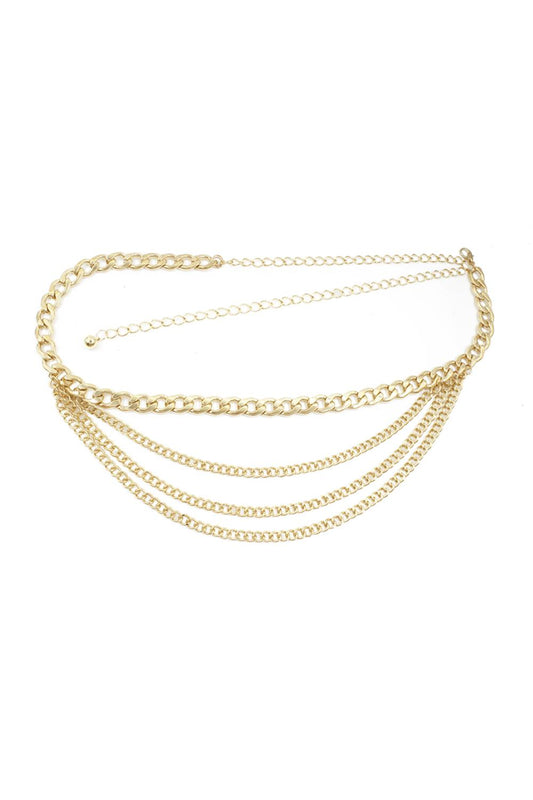Metal Multi Chain Layered Bally Chain Belt Smile Sparker