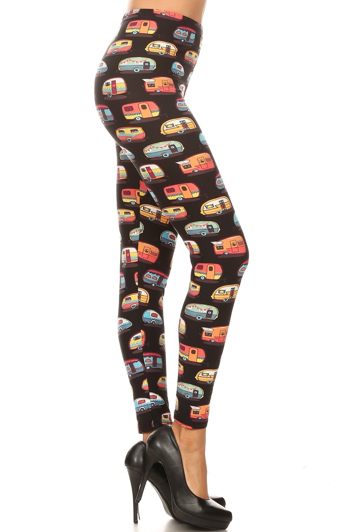 Multicolored Campers Printed, High Waisted Leggings In A Fit Style, With An Elastic Waistband Smile Sparker
