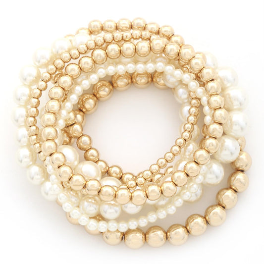 Pearl Ball Bead Bracelet Set Smile Sparker