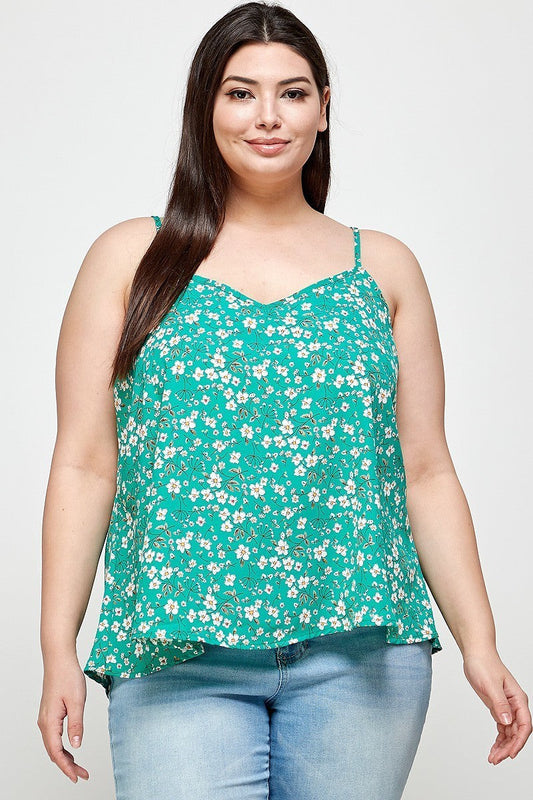 Plus Size, Ditsy Floral Print Cami Top Smile Sparker