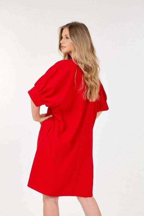 Puff Sleeve Dress With Frill Detail Smile Sparker