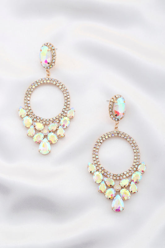 Rhinestone Oval Dangle Earring Smile Sparker