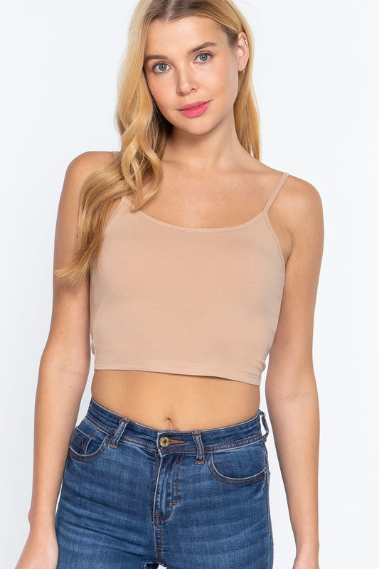 Round Neck W/removable Bra Cup Cotton Spandex Bra Top Smile Sparker