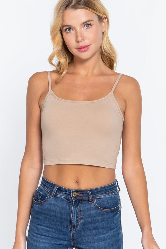 Round Neck W/removable Bra Cup Cotton Spandex Bra Top Smile Sparker
