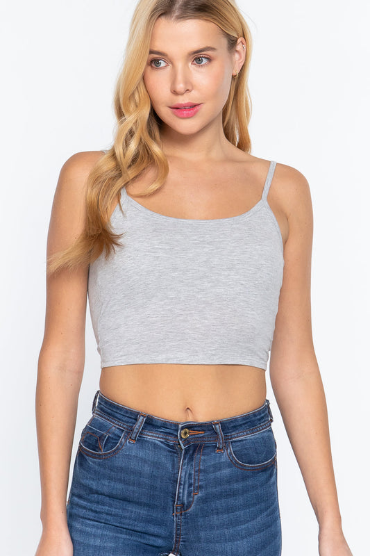 Round Neck W/removable Bra Cup Cotton Spandex Bra Top Smile Sparker