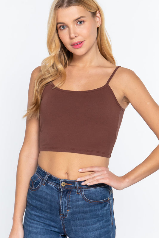 Round Neck W/removable Bra Cup Cotton Spandex Bra Top Smile Sparker