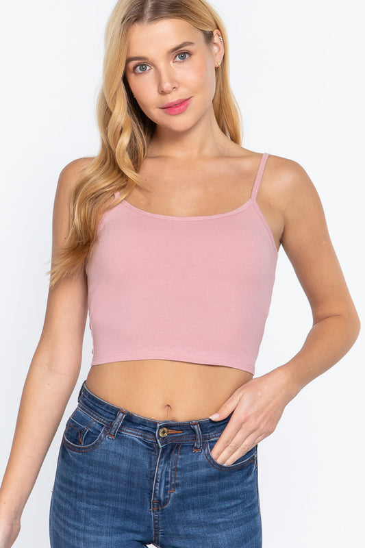 Round Neck W/removable Bra Cup Cotton Spandex Bra Top Smile Sparker