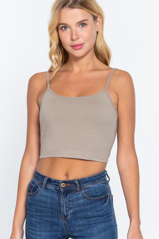 Round Neck W/removable Bra Cup Cotton Spandex Bra Top Smile Sparker