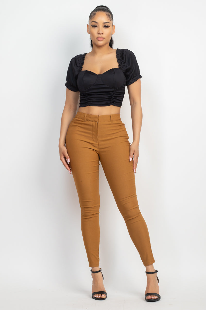 Ruching Puff Sleevetop Smile Sparker