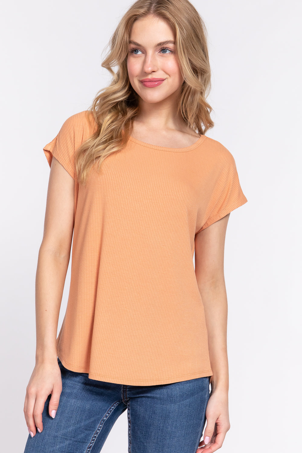 Short Dolman Slv Rib Knit Top Smile Sparker