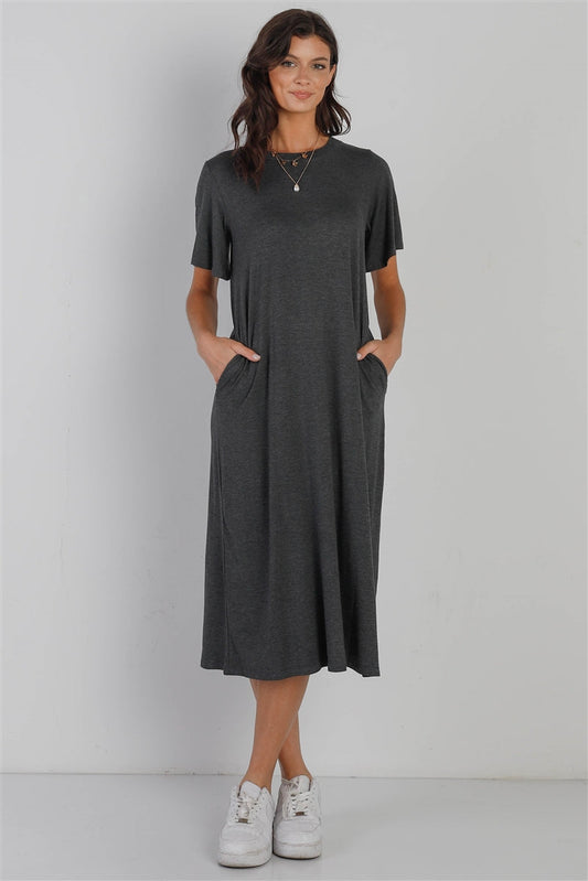 Short Sleeve Midi Dress Smile Sparker