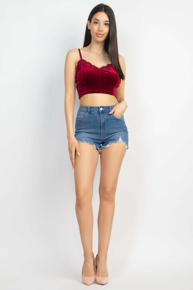 Sleeveless Corset Velvet Crop Top Smile Sparker