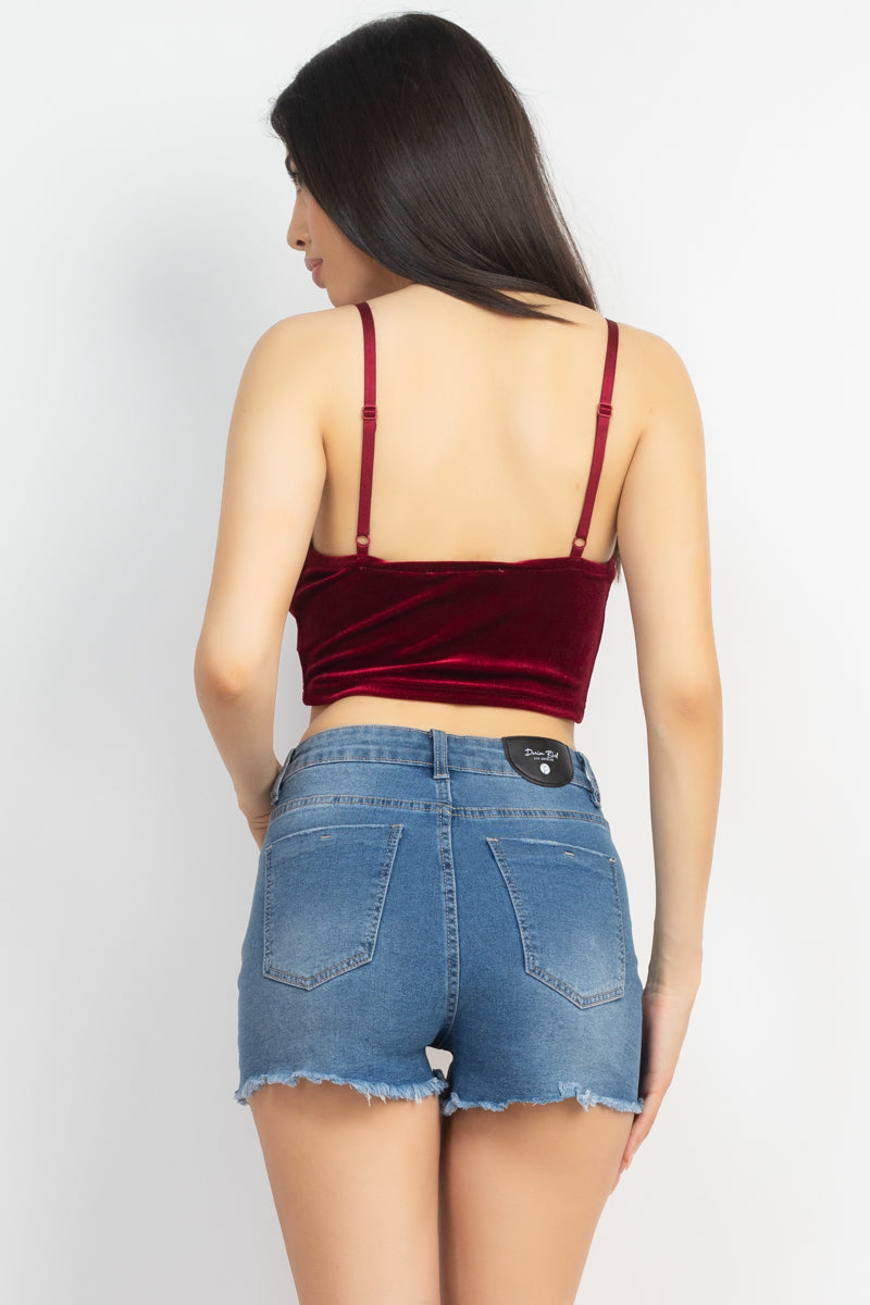 Sleeveless Corset Velvet Crop Top Smile Sparker