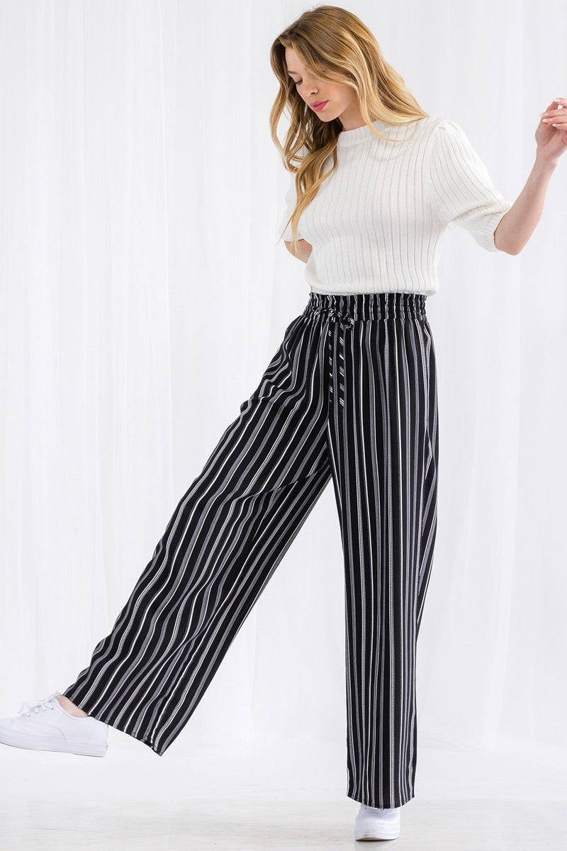 Thira Stripe Wide Leg Pants Smile Sparker