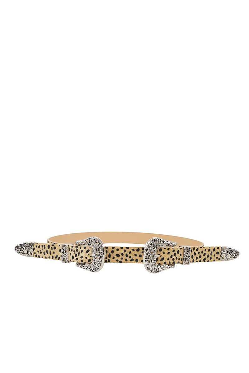 Trendy Stylish Leopard Double Buckle Belt Smile Sparker
