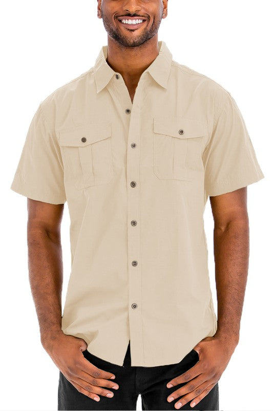 Two Chest Pocket Button Down Shirt Smile Sparker