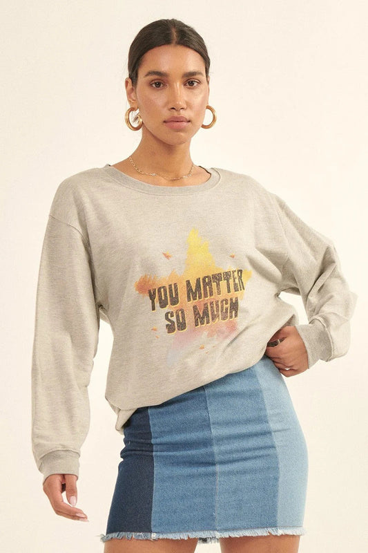 Vintage-style, Multicolor Star French Terry Knit Graphic Sweatshirt Smile Sparker